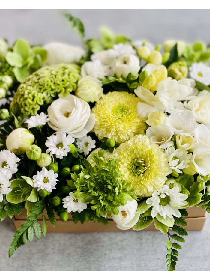 Flower Box prostokątny biało-zielony