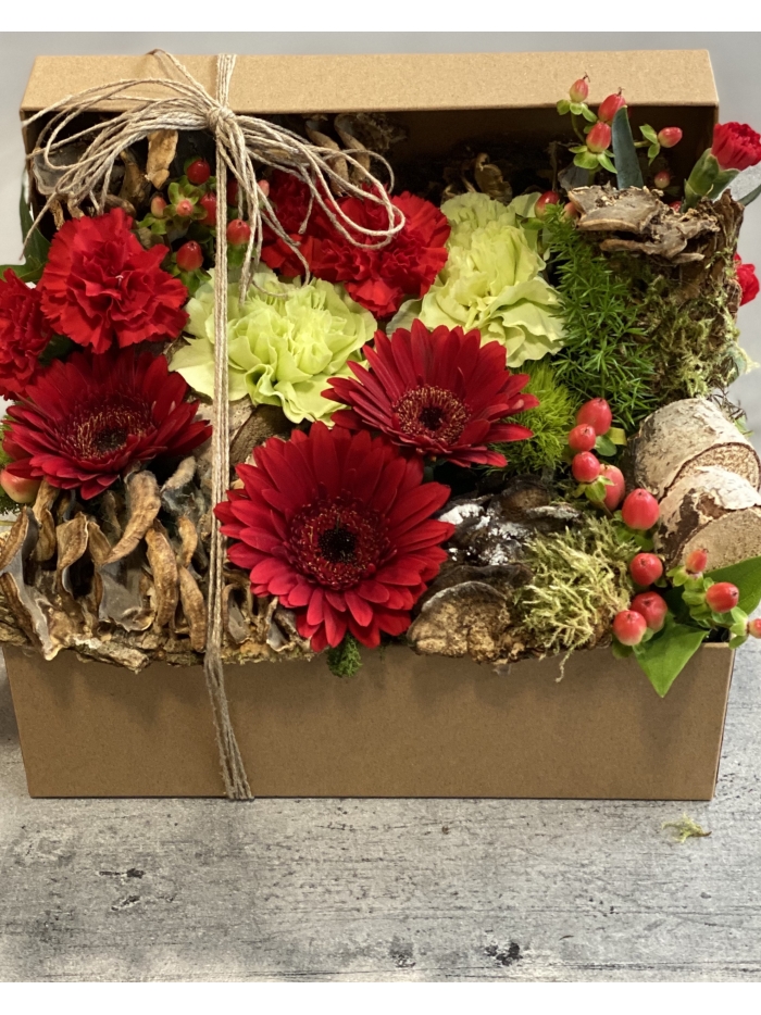 Flower Box natura goździk i gerbera